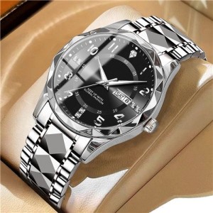 High Quality Simple Design Stainless Steel Watch for Men Fashion Wholesale Men Watch - Silver Black
