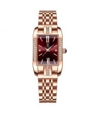 High Quality Quartz Watch for Women Stainless Steel Fashion Wholesale Women Watch - Wine Red