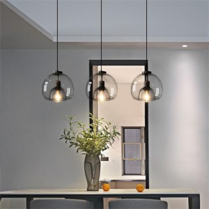 3 Heads Gray Glass Pendant Lamp