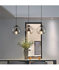 3 Heads Gray Glass Pendant Lamp