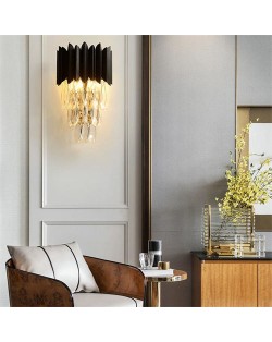 Black Base Design Crystal Drops Fashion Wall Lamp