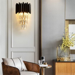 Black Base Design Crystal Drops Fashion Wall Lamp