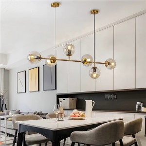 6 Heads Modern Style Home Light Wholesale Dining Room Glass Pendant Lamp