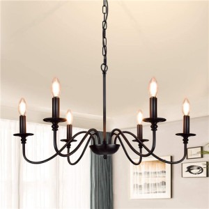 American Country Style Home Light Wholesale Black Candle Design Pendant Lamp