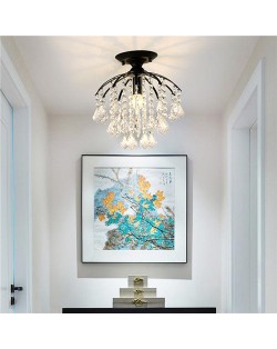 30cm Nordic Ruxury Style Home Light Wholesale Crystal Pendant Ceiling Light - Black