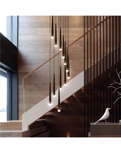 12 Heads Nordic Ruxury Style Home Light Wholesale Black Long Design Stair Chandelier