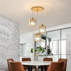 3 Heads Round Shape Home Light Wholesale Restaurant Crystal Pendant Lamp