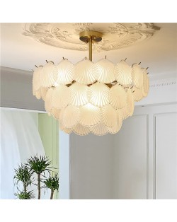 60 cm Nordic Luxury French Style Home Light Frosted Scallop Design Chandelier