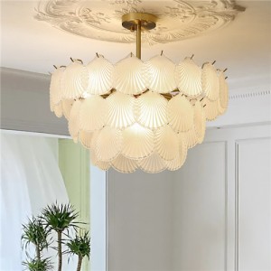 60 cm Nordic Luxury French Style Home Light Frosted Scallop Design Chandelier