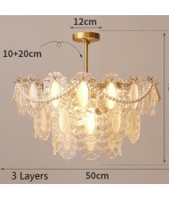 Luxury French Style Home Light Pearl Decorated Crystal  Chandelier
