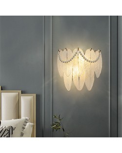 French Luxury Style Home Light Wholesale Glass Leaf Design Wall Lamp - A