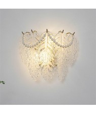French Luxury Style Home Light Wholesale Glass Leaf Design Wall Lamp - B