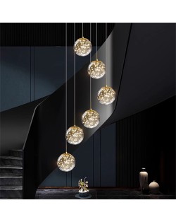 6 Heads Modern Luxury Style Home Light Wholesale Glass Pendant Stair Chandelier