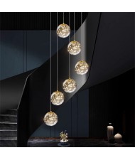 6 Heads Modern Luxury Style Home Light Wholesale Glass Pendant Stair Chandelier