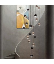 20 Heads Modern Luxury Style Home Light Black and Golden Ball Pendant Stair Chandelier