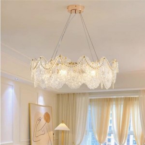 French Modern Style Home Light Wholesale Pearl Decorated Luxury Crystal Chandelier
