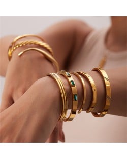 1 Piece Titanium Steel Jewelry Wholesale Bracelet Golden Open-end Design Women Stainless Steel Bangle