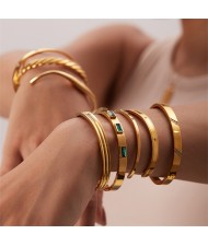 1 Piece Titanium Steel Jewelry Wholesale Bracelet Golden Open-end Design Women Stainless Steel Bangle