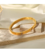 Titanium Steel Jewelry Wholesale Bling Rhinestone Decorated Women Stainless Steel Bangle
