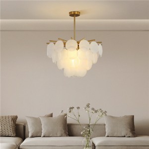 Modern French Style Home Light Wholesale Glass Round Leaf Chandelier