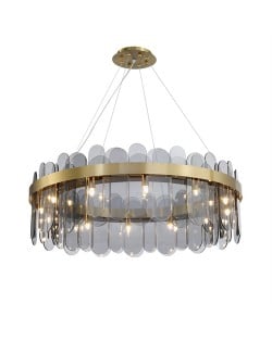 Modern Style Home Light Glass Leaves Design Luxury Chandelier - Gray