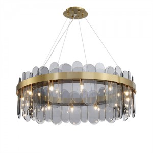 Modern Style Home Light Glass Leaves Design Luxury Chandelier - Gray