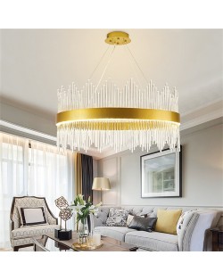 Modern Style Home Light Golden Circle Design Luxury Crystal Chandelier