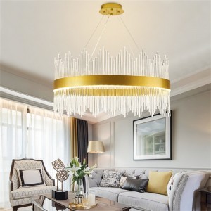 Modern Style Home Light Golden Circle Design Luxury Crystal Chandelier