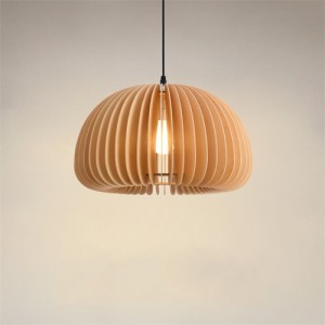 Nordic Modern Style Home Light Wood Pumpkin Shape Pendant Lamp