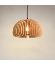 Nordic Modern Style Home Light Wood Pumpkin Shape Pendant Lamp