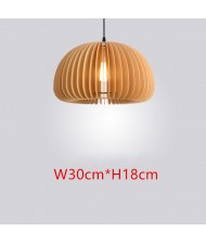 Nordic Modern Style Home Light Wood Pumpkin Shape Pendant Lamp