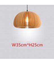 Nordic Modern Style Home Light Wood Pumpkin Shape Pendant Lamp