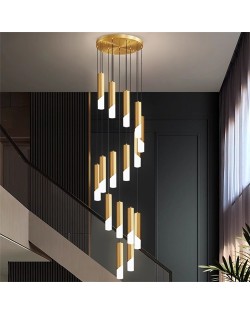 Modern Style Home Light Luxury Long Design Stair Pendant Lamp - Golden
