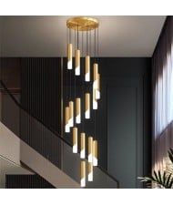 Modern Style Home Light Luxury Long Design Stair Pendant Lamp - Golden