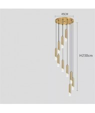Modern Style Home Light Luxury Long Design Stair Pendant Lamp - Golden