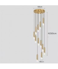 Modern Style Home Light Luxury Long Design Stair Pendant Lamp - Golden
