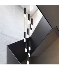 Modern Style Home Light Luxury Long Design Stair Pendant Lamp - Black