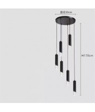 Modern Style Home Light Luxury Long Design Stair Pendant Lamp - Black