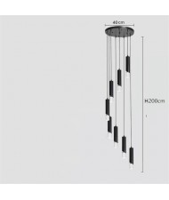 Modern Style Home Light Luxury Long Design Stair Pendant Lamp - Black