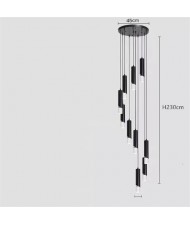 Modern Style Home Light Luxury Long Design Stair Pendant Lamp - Black