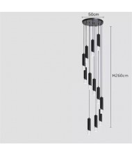 Modern Style Home Light Luxury Long Design Stair Pendant Lamp - Black