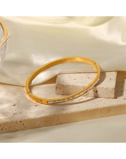 Titanium Steel Wholesale Jewelry Rhinestone Thin Design Women Stainless Steel Bangle