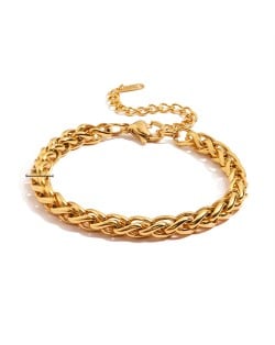 18K Golden Plated Titanium Steel Wholesale Jewelry Women Twist Design Stainless Steel Bracelet