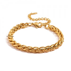 18K Golden Plated Titanium Steel Wholesale Jewelry Women Twist Design Stainless Steel Bracelet