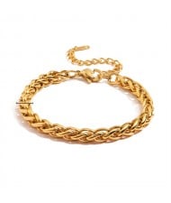 18K Golden Plated Titanium Steel Wholesale Jewelry Women Twist Design Stainless Steel Bracelet