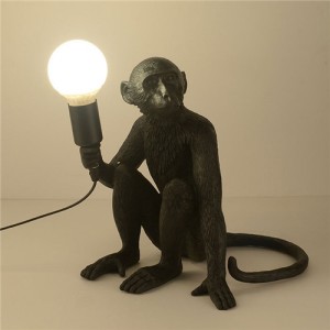 Vintage Style Home Light Wholesale Monkey Wukong Shape Unique Design Table Lamp - Black