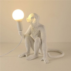 Vintage Style Home Light Wholesale Monkey Wukong Shape Unique Design Table Lamp - White