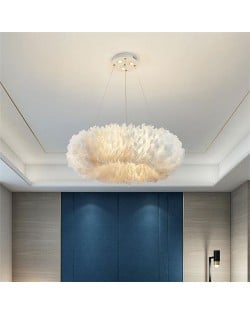 Romantic Style Home Light Wholesale Feather Circle Chandelier