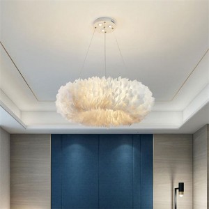 Romantic Style Home Light Wholesale Feather Circle Chandelier