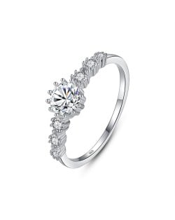 Fine Jewelry Wholesale Luxury Glaring Cubic Zirconia Women 925 Sterling Silver Wedding Ring